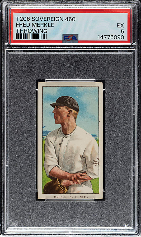 1909-1911 T206 White Border Fred Merkle Throwing PSA EX 5 - Sovereign 460 Back
