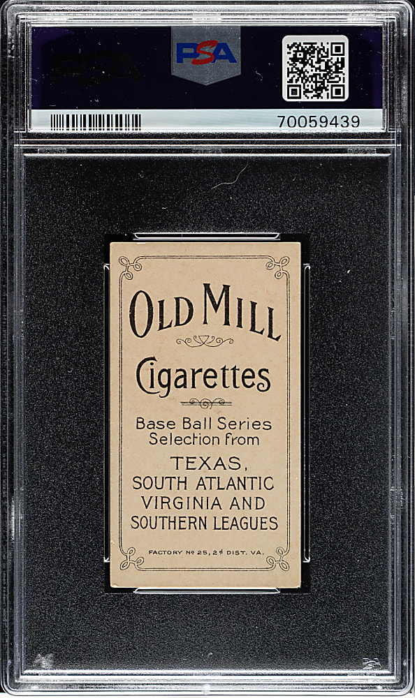 1909-1911 T206 White Border Pat McCauley Southern Leaguer PSA VG-EX 4 - Old Mill Back