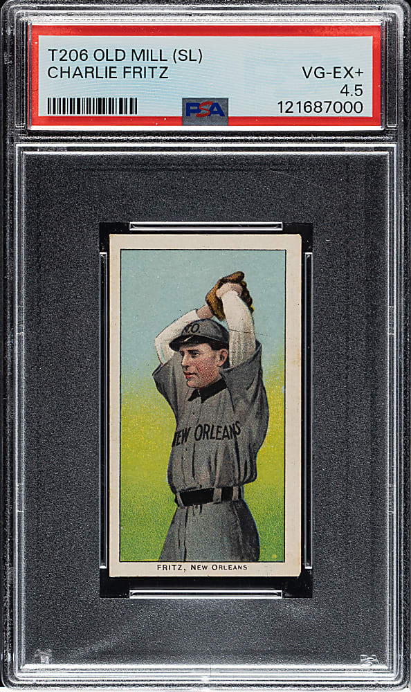 1909-1911 T206 White Border Charlie Fritz Southern Leaguer PSA VG-EX+ 4.5 - Old Mill Back