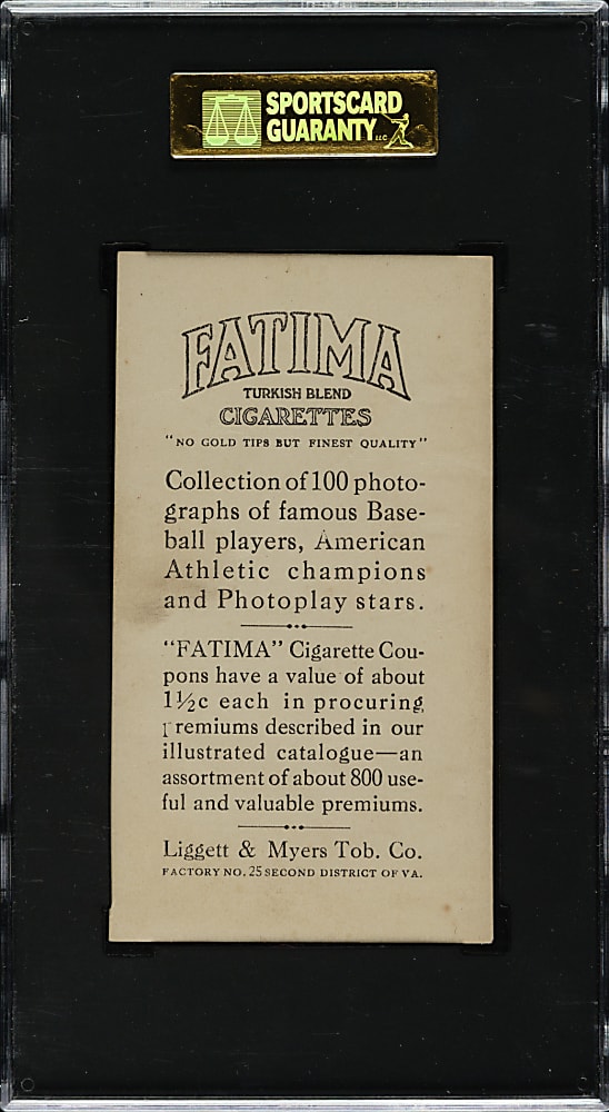 1914 T222 Fatima Cigarettes Paul Panzer SGC VG 40