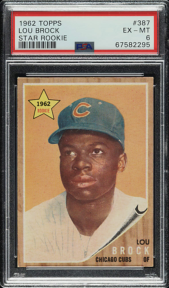 1962 Topps #387 Lou Brock Rookie PSA EX-MT 6