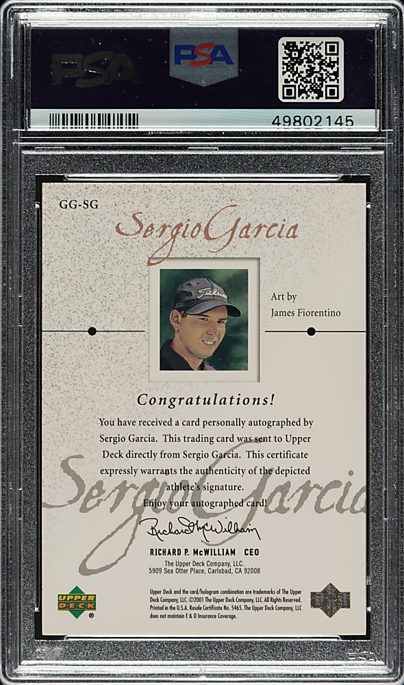 2001 Upper Deck Golf Gallery Autographs #GG-SG Sergio Garcia #16/50 PSA/DNA GEM MINT 10