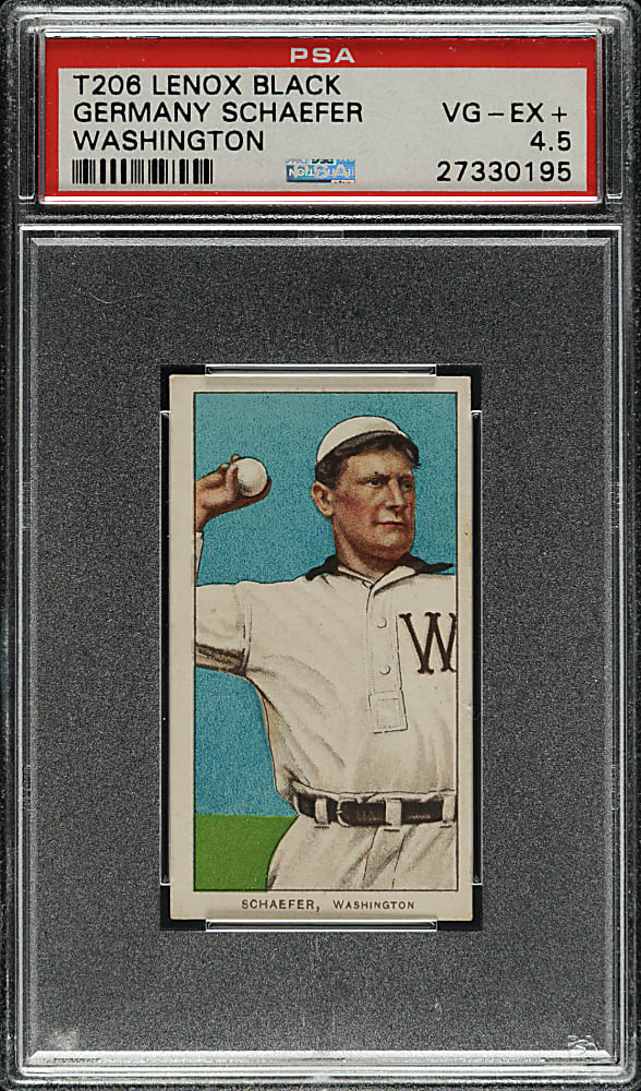 1909-1911 T206 White Border Germany Schaefer Washington PSA VG-EX+ 4.5 - Black Lenox Back