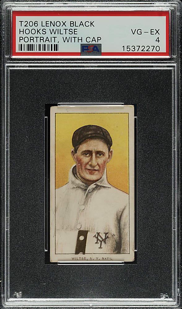 1909-1911 T206 White Border Hooks Wiltse Portrait with Cap PSA VG-EX 4 - Black Lenox Back