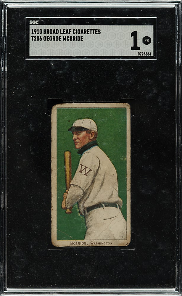1909-1911 T206 White Border George McBride SGC POOR 1 - Broad Leaf 350 Back