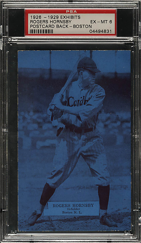 1926-1929 "Exhibit-Style Postcard-Back" Rogers Hornsby (Boston) PSA EX-MT 6