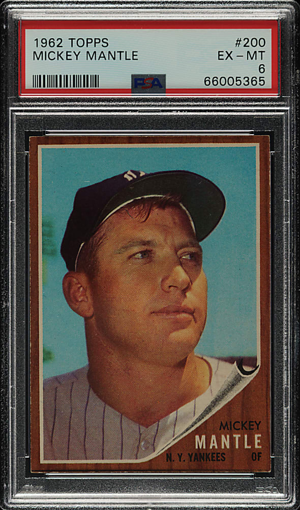1962 Topps #200 Mickey Mantle PSA EX-MT 6