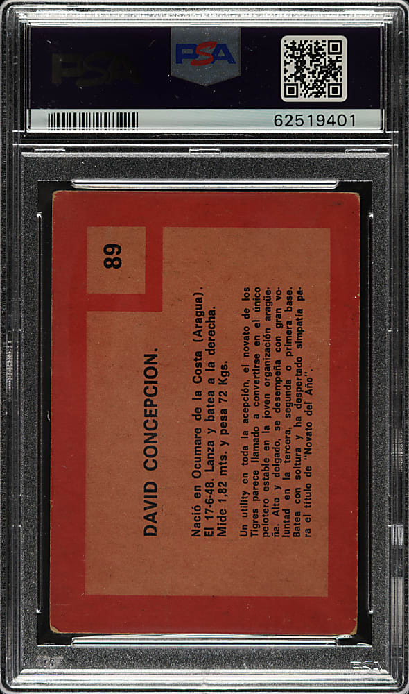 1967 Topps Venezuelan #89 David Concepcion Rookie PSA GOOD 2