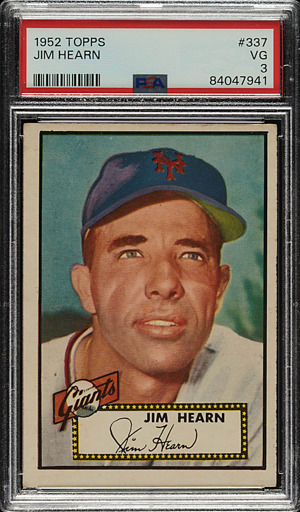 1952 Topps #337 Jim Hearn High Number PSA VG 3