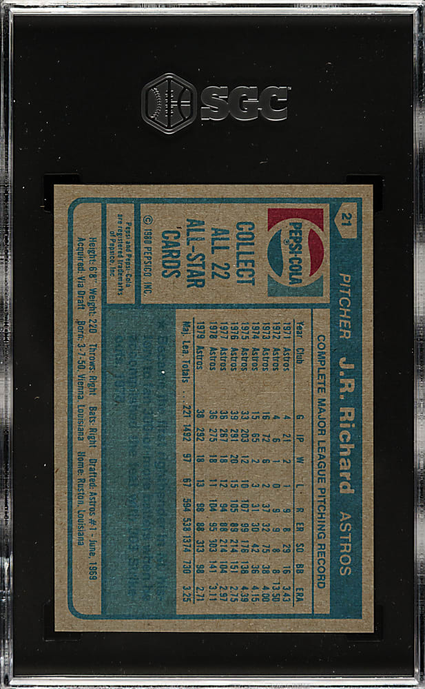 1980 Topps Pepsi-Cola All-Stars #21 J. R. Richard SGC NM/MT 8