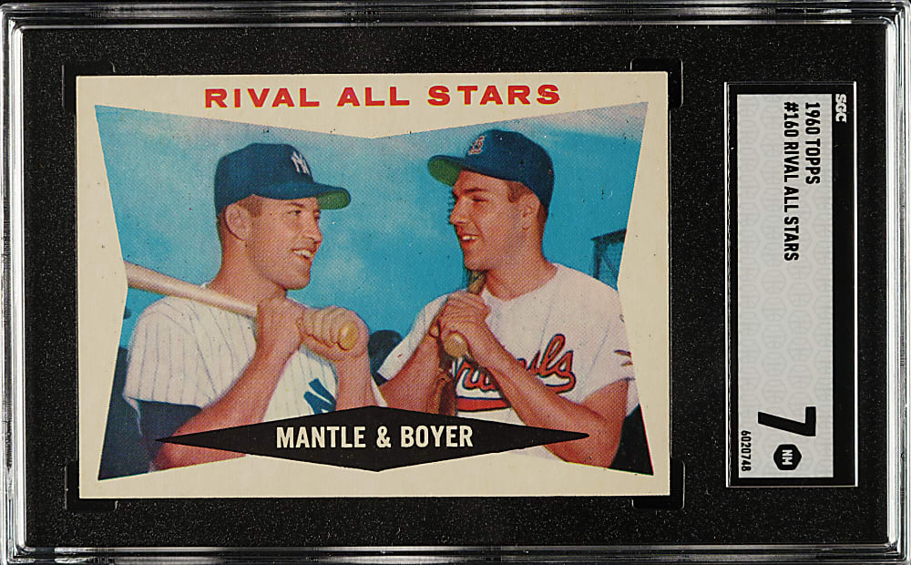 1960 Topps #160 Rival All Stars with Mickey Mantle and Ken Boyer SGC NM 7