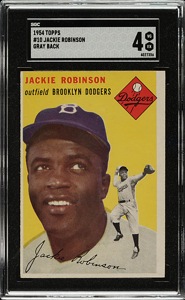 1954 Topps #10 Jackie Robinson SGC VG/EX 4 - Extremely Rare "Canadian" Gray Back!