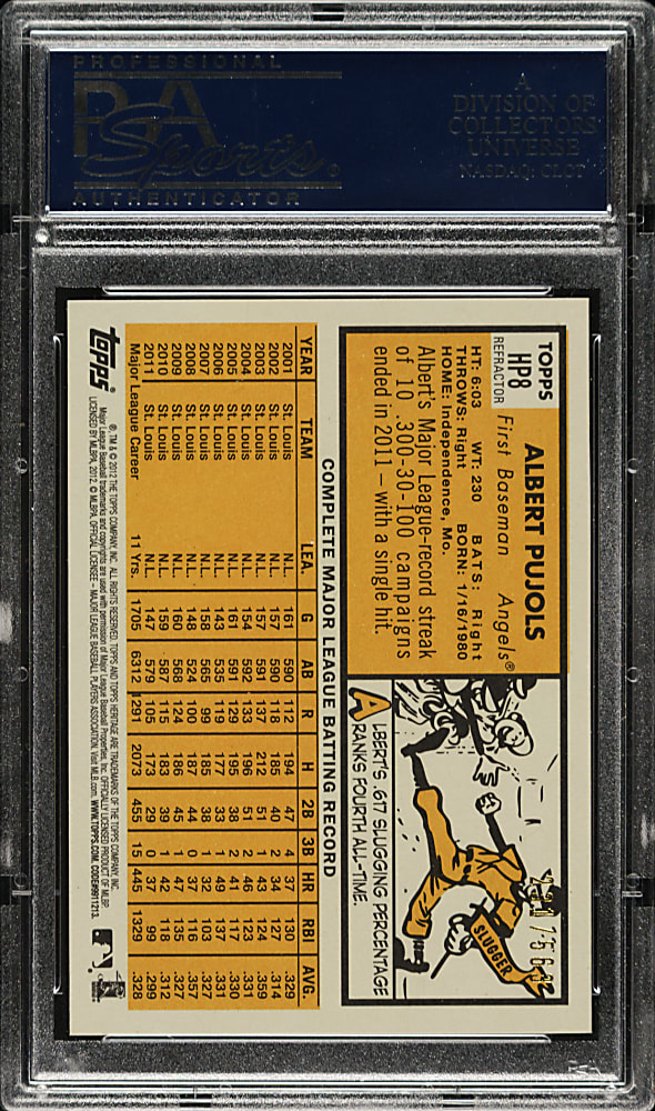 2012 Topps Heritage Chrome Refractors #HP8 Albert Pujols #231/563 PSA GEM MINT 10