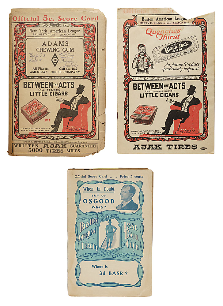 1905, 1917, and 1920 Boston Red Sox Program Trio with Babe Ruth