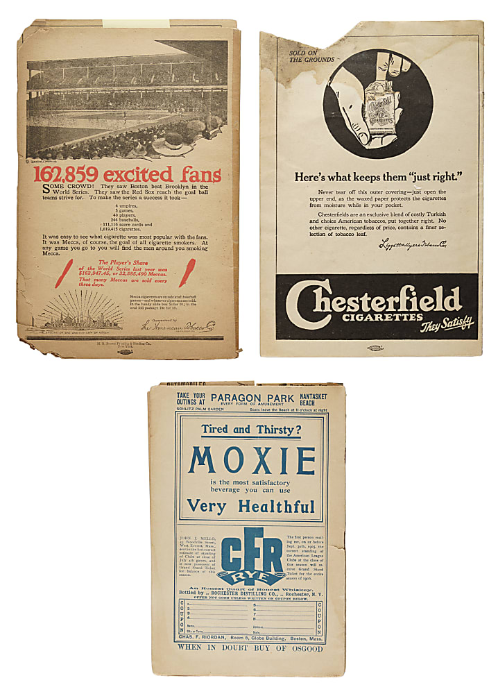 1905, 1917, and 1920 Boston Red Sox Program Trio with Babe Ruth
