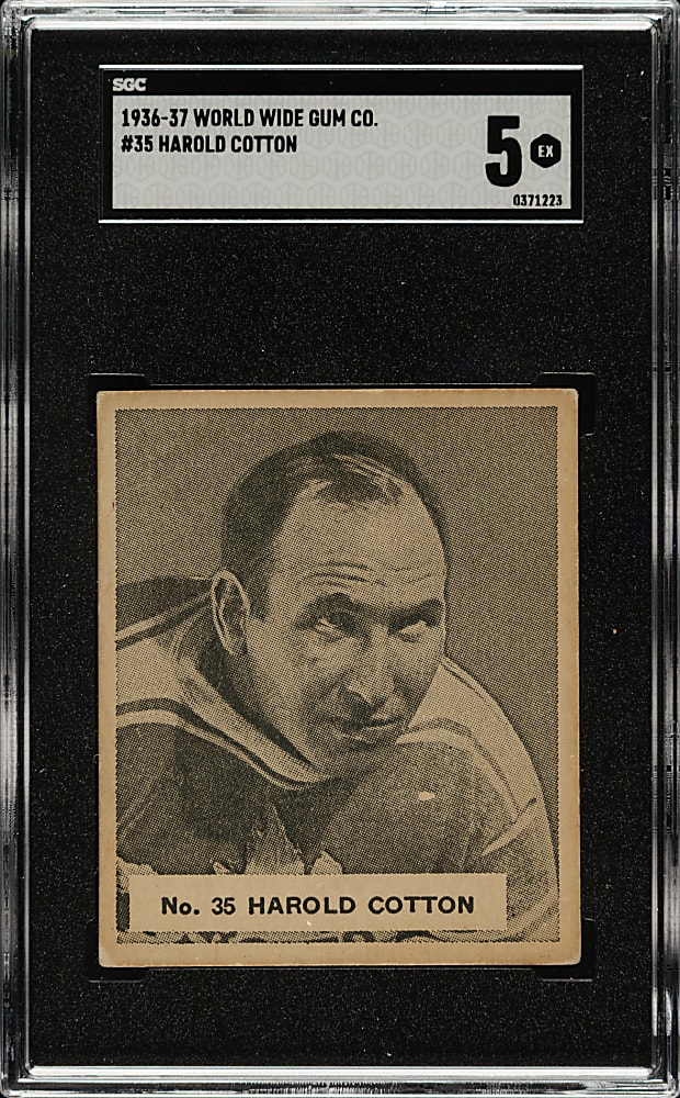 1937-1938 V356 World Wide Gum Hockey #35 Harold Cotton SGC EX 5