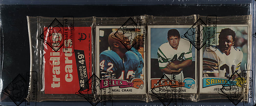 1975 Topps Football Unopened Rack Pack - John Riggins on Top - BBCE