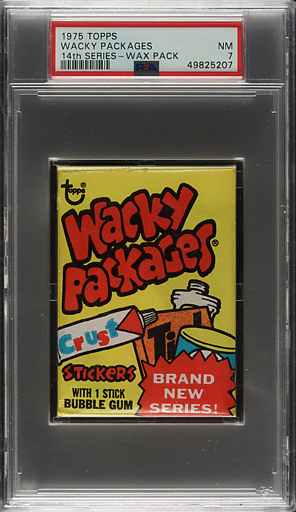 1975 Topps "Wacky Packages" Fourteenth Series Unopened Wax Pack PSA NM 7