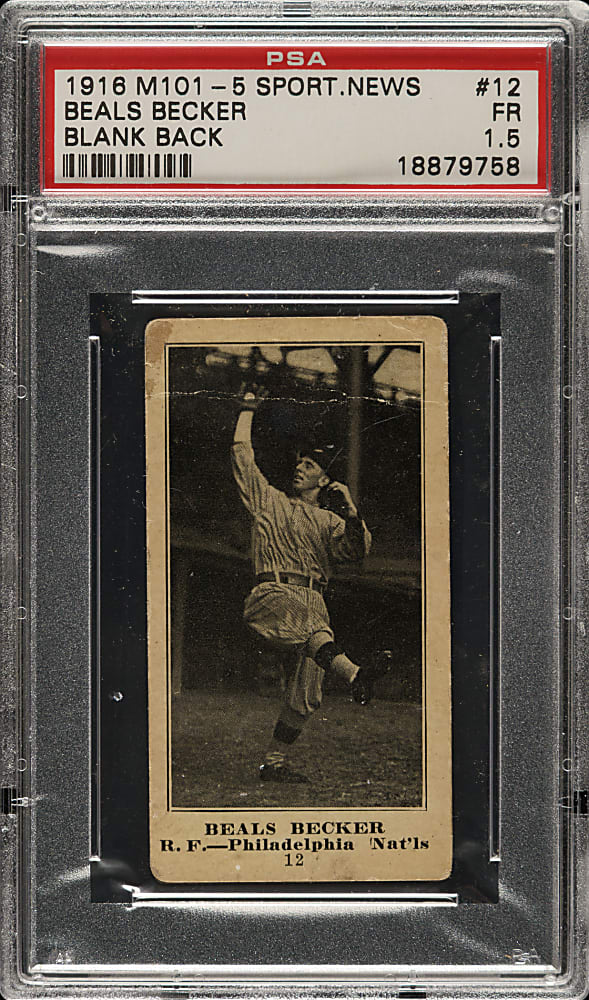 1916 M101-5 Sporting News #12 Beals Becker PSA FAIR 1.5 - Extraordinary Rarity!