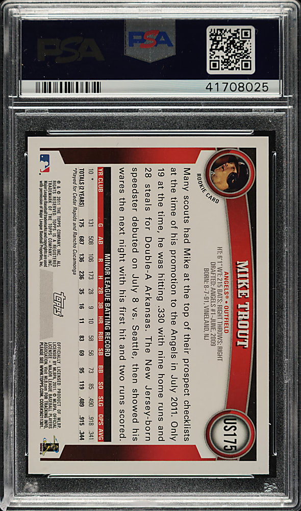 2011 Topps Update #US175 Mike Trout Walmart Blue Border PSA GEM MINT 10