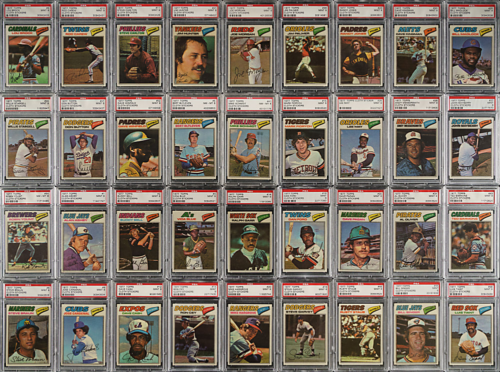 1977 Topps Cloth Stickers PSA-Graded Complete Set (55)