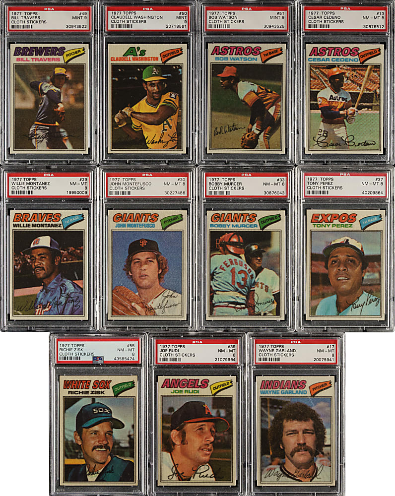 1977 Topps Cloth Stickers PSA-Graded Complete Set (55)