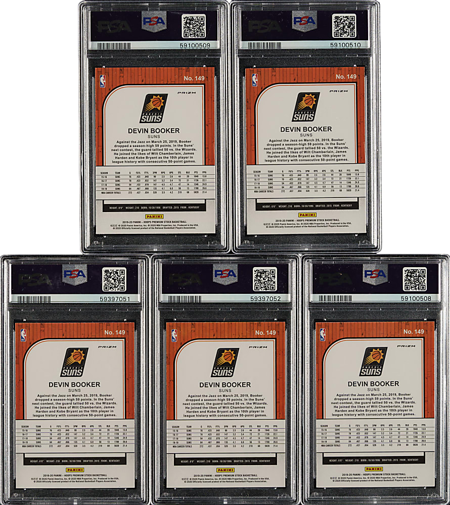 2019-2020 Panini Hoops Premium Stock Basketball #149 Devin Booker PSA GEM MINT 10 Collection (5)