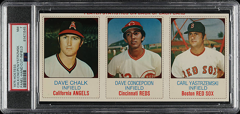 1975 Hostess #46/47/48 Chalk/Dave Concepcion/Carl Yastrzemski Infield PSA NM 7