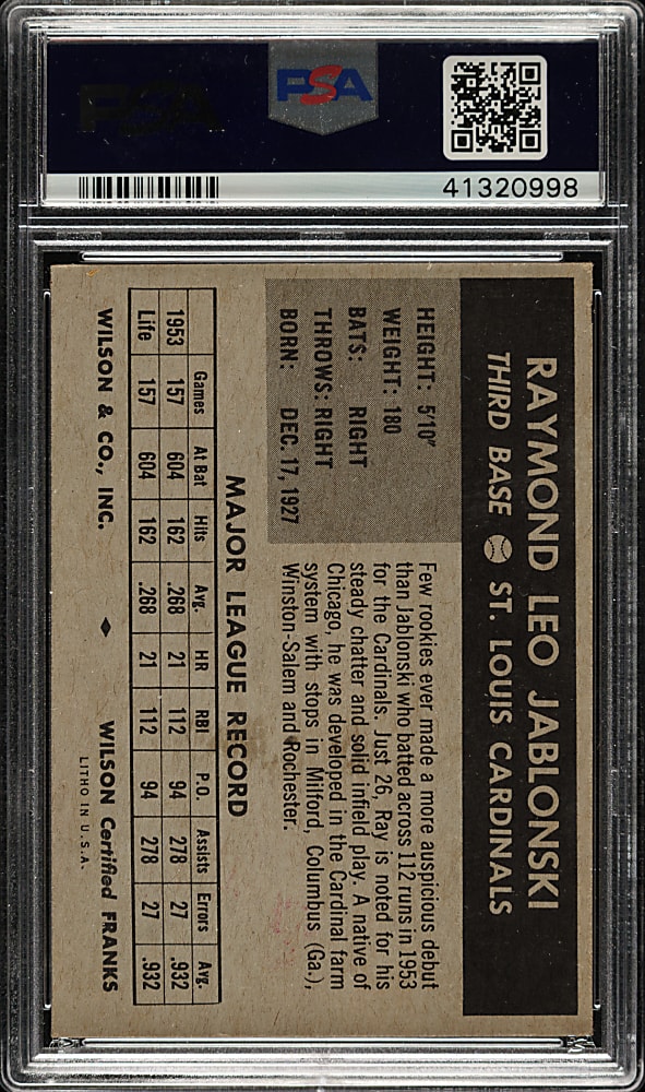 1954 Wilson Franks Ray Jablonski PSA EX 5