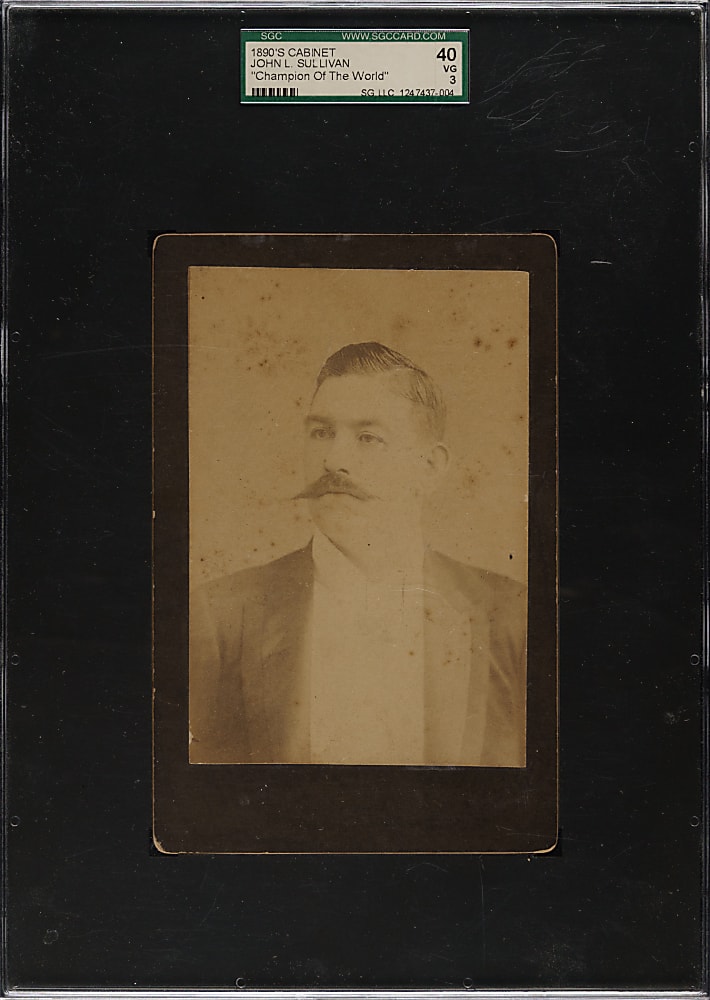 Circa 1890s John L. Sullivan "Champions of the World" Boxing Cabinet SGC VG 40