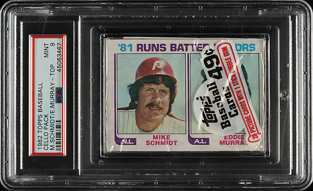 1982 Topps Unopened Cello Pack PSA MINT 9 - RBI Leaders with Mike Schmidt and Eddie Murray on Top