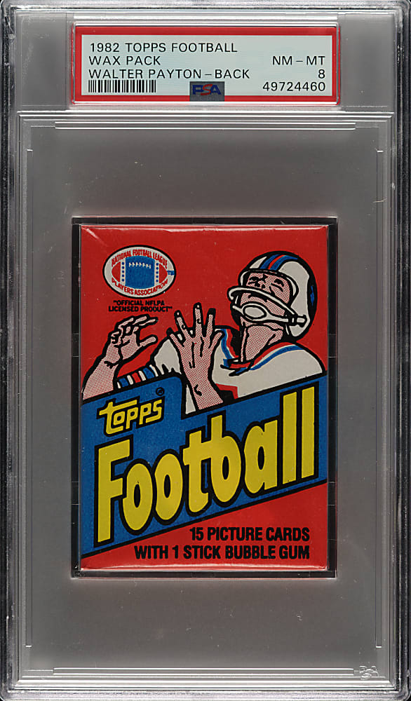 1982 Topps Football Unopened Wax Pack PSA NM-MT 8 - Walter Payton on Back