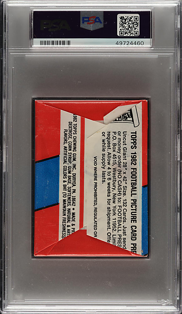 1982 Topps Football Unopened Wax Pack PSA NM-MT 8 - Walter Payton on Back