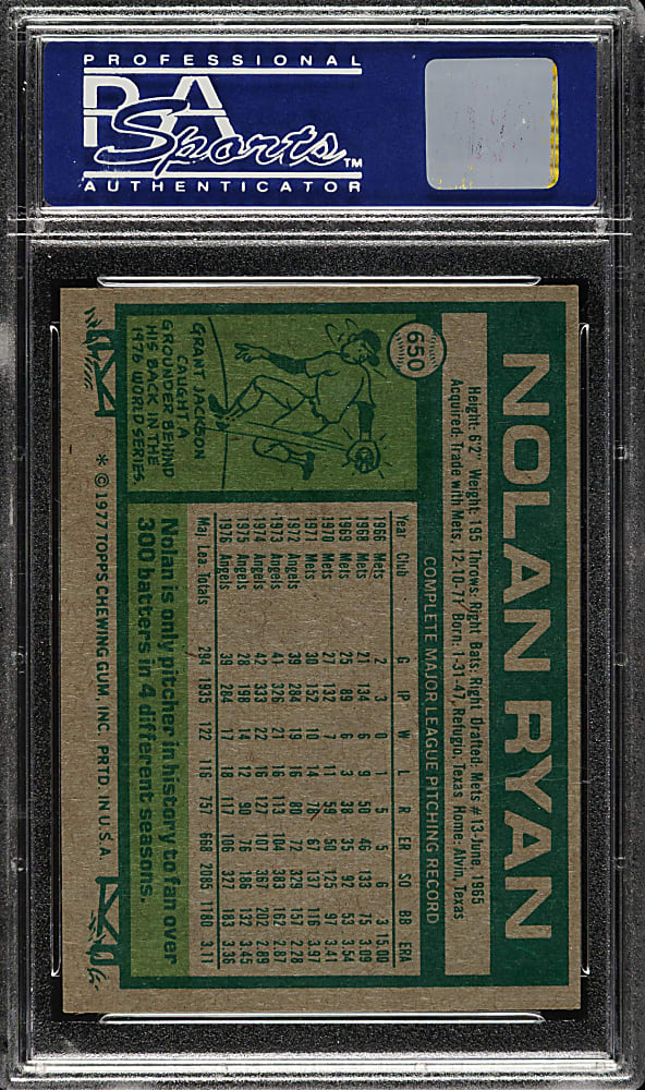 1977 Topps #650 Nolan Ryan PSA NM-MT 8