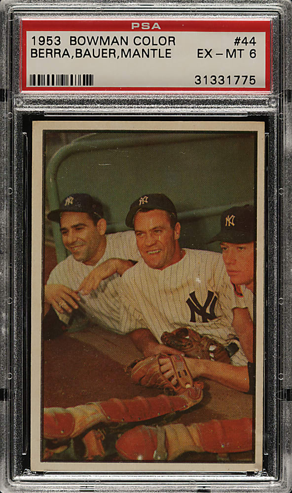 1953 Bowman Color #44 Bauer/Berra/Mantle PSA EX-MT 6
