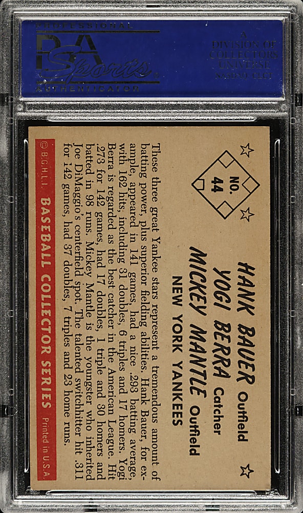 1953 Bowman Color #44 Bauer/Berra/Mantle PSA EX-MT 6