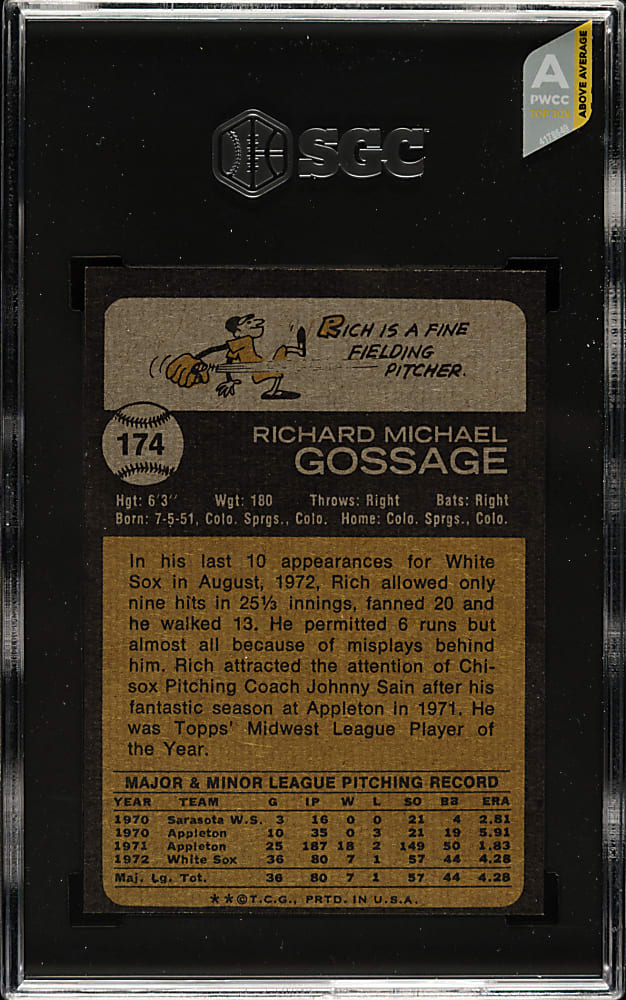 1973 Topps #174 Rich "Goose" Gossage Rookie SGC NM/MT 8