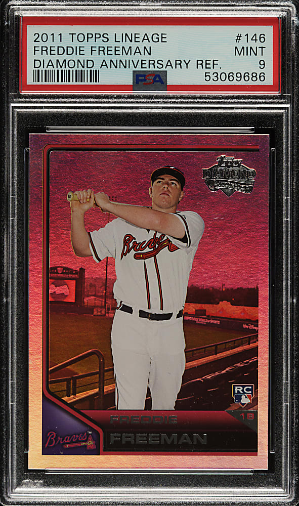 2011 Topps Lineage Rookies #146 Freddie Freeman Diamond Anniversary Refractor PSA MINT 9