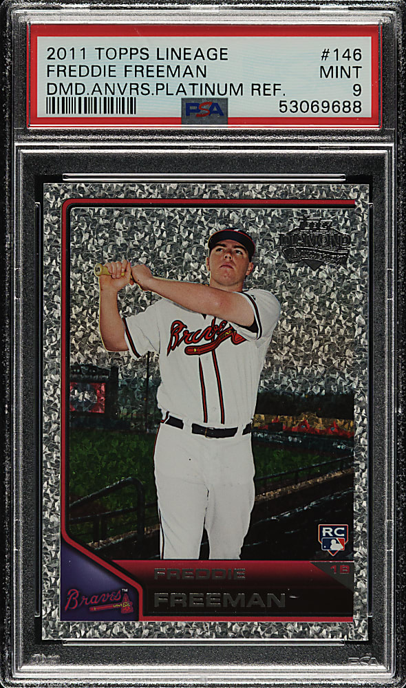 2011 Topps Lineage Rookies #146 Freddie Freeman Diamond Anniversary Platinum Refractor PSA MINT 9