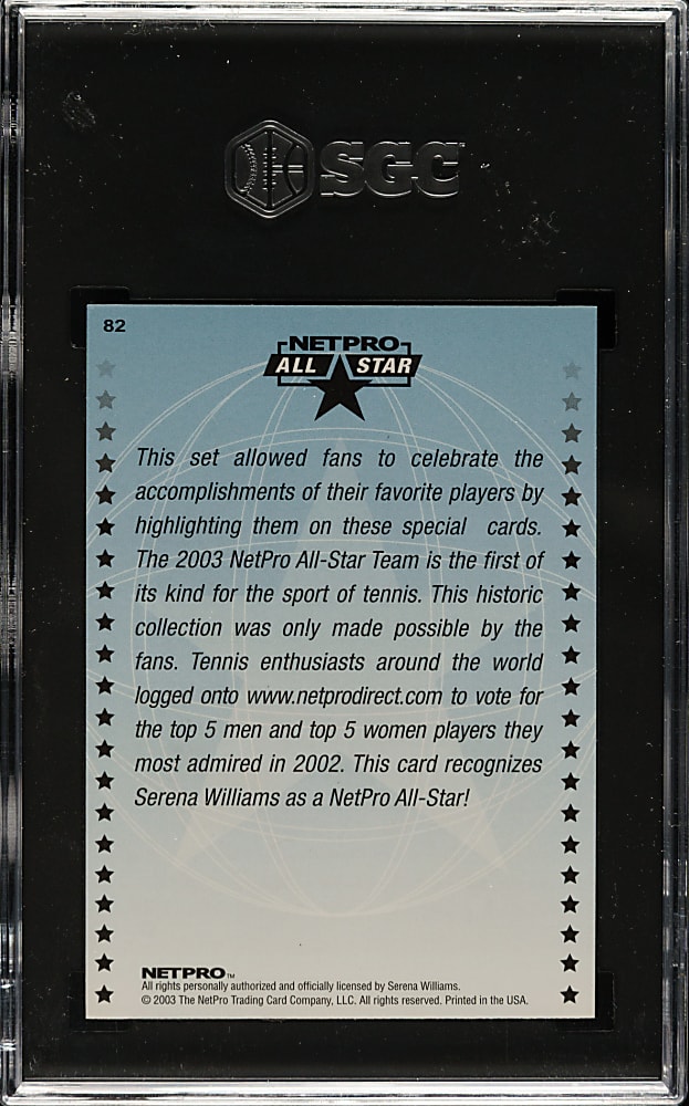 2003 Netpro Tennis International Series #82 Serena Williams SGC MINT+ 9.5