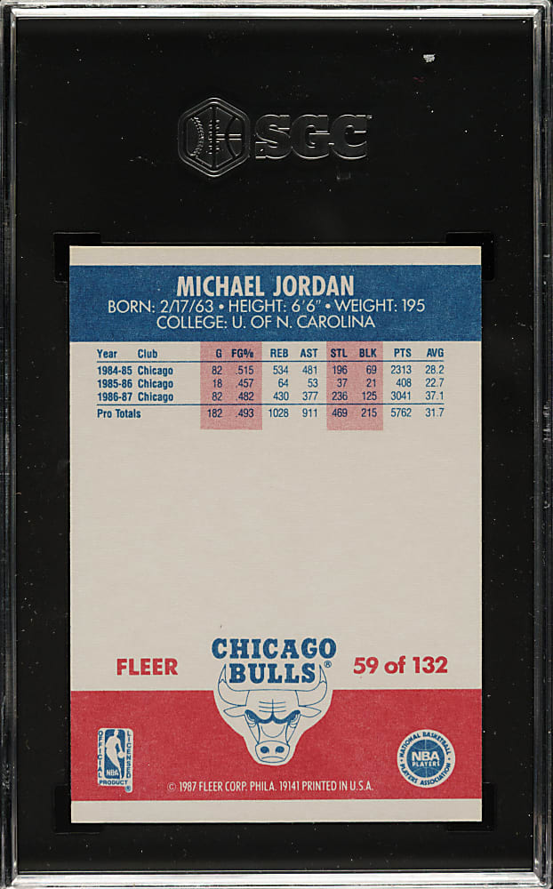 1987-1988 Fleer Basketball #59 Michael Jordan SGC NM/MT 8