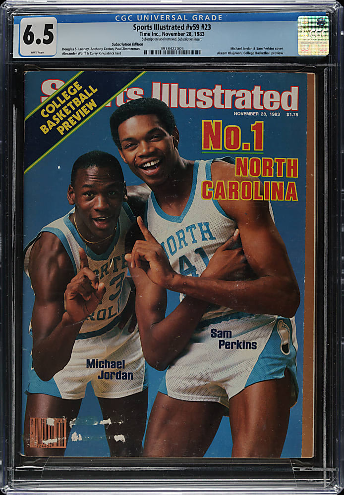 1983 Sports Illustrated with Michael Jordan and Sam Perkins CGC 6.5