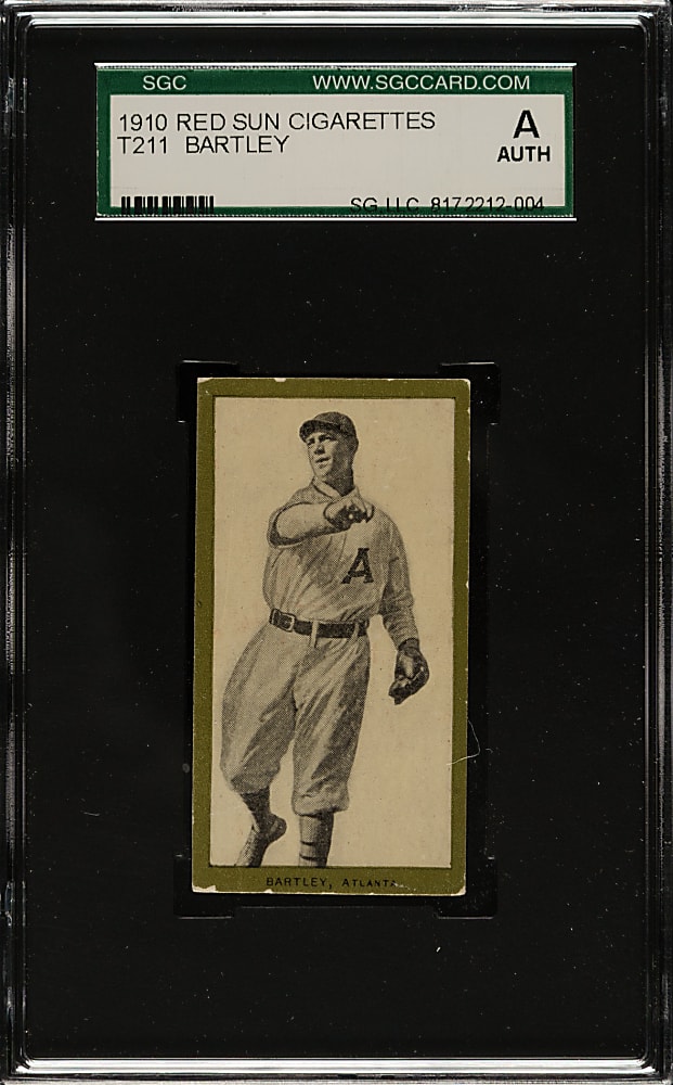 1910 T211 Red Sun Cigarettes Bill Bartley SGC Authentic