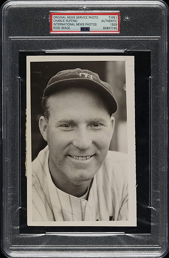 1939 Red Ruffing Original International News Service Photograph PSA/DNA Type I - Image Used for 1941 R330 Double Play Card