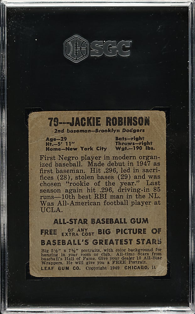 1948-1949 Leaf #79 Jackie Robinson Rookie SGC GOOD 2