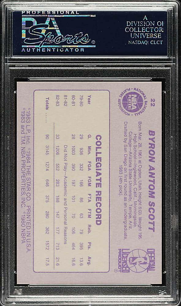 Signed 1983-1984 Star Basketball #22 Byron Scott Rookie - PSA/DNA