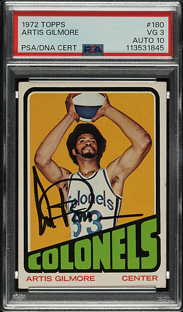 Signed 1972-1973 Topps Basketball #180 Artis Gilmore Rookie PSA VG 3 with GEM MINT 10 Signature