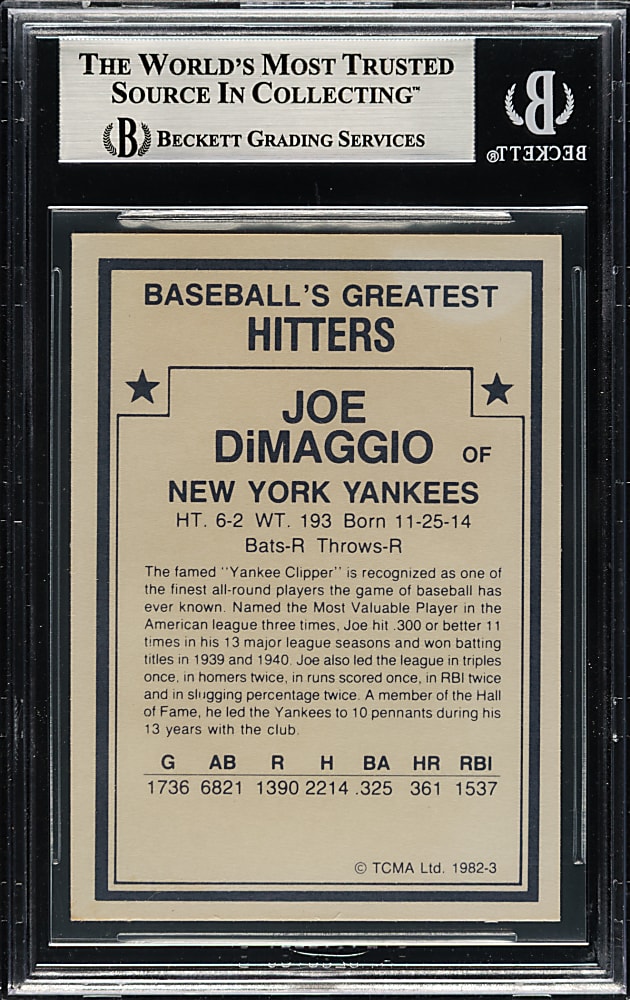 Signed 1982 TCMA Baseball's Greatest Hitters #3 Joe DiMaggio - Beckett