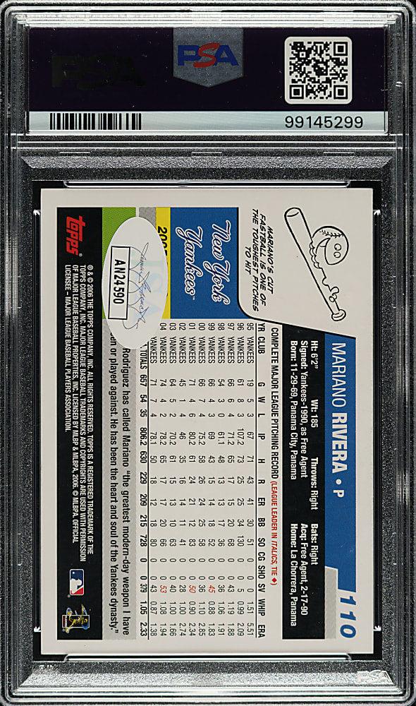 Signed 2006 Topps #110 Mariano Rivera - PSA/DNA