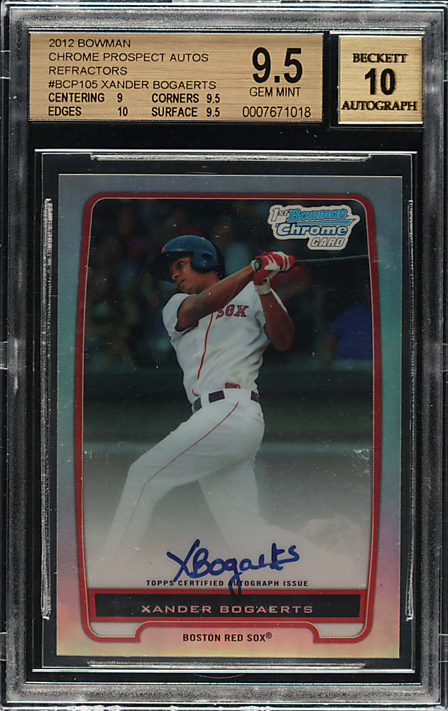 2012 Bowman Chrome Prospect Autographs #BCP105 Xander Bogaerts #475/500 BGS GEM MINT 9.5 with GEM MINT 10 Signature